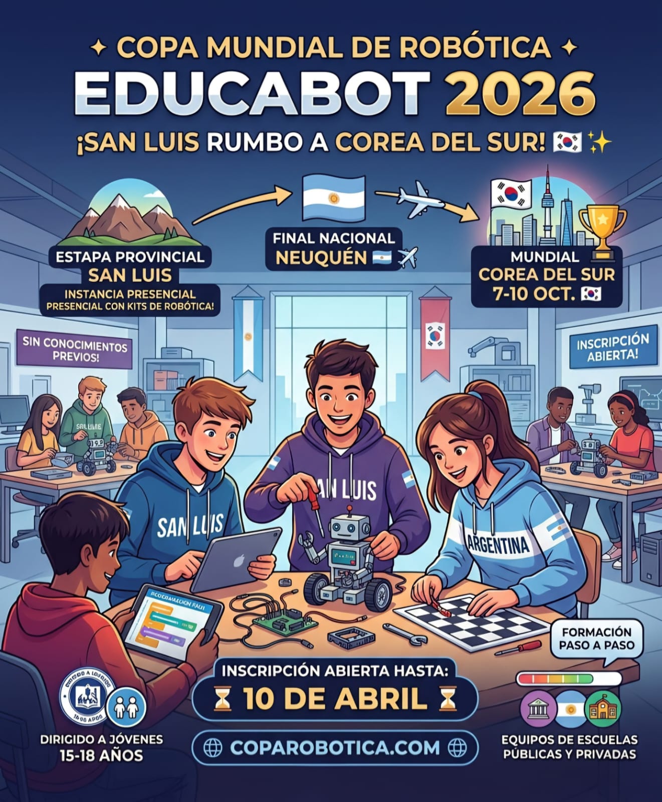 Lee más sobre el artículo San Luis busca talentos para el Mundial de Robótica en Corea del Sur